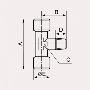 RACOR "T" FEMELLA/MASCLE/FEMELLA 1/4"x1/4" A12