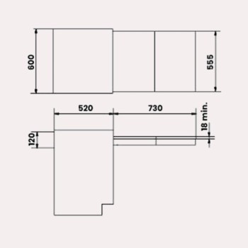 TAULA EXTRAÏBLE COOK 600X120X520mm INOX