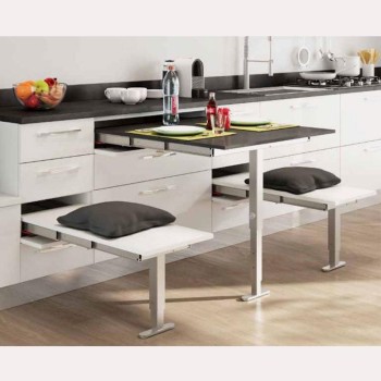TAULA/SEIENT EXTRAÏBLE T-ABLE INOX/BLANC